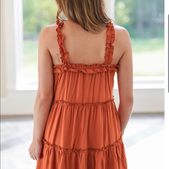 Rust Ruffle Dress - Picture 2 of 6